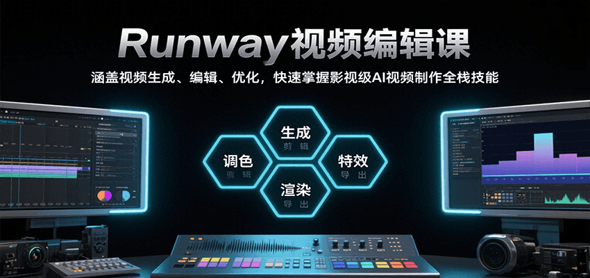 Runway视频编辑课，涵盖视频生成、编辑、优化，快速掌握影视级AI视频制作全栈技能-副业资源网