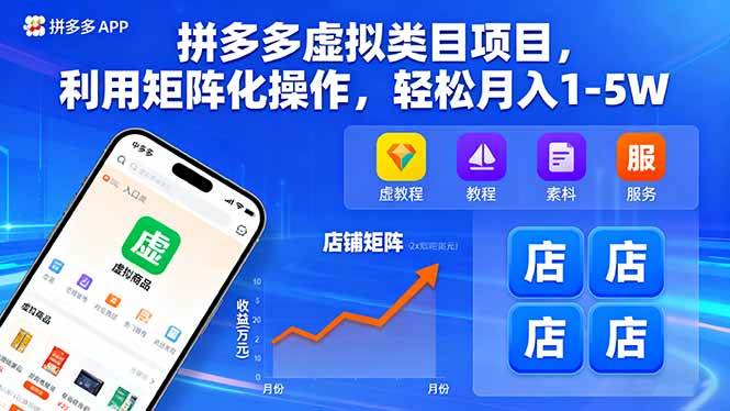 （16025期）拼多多虚拟类目项目，利用矩阵化操作，轻松月入1-5W-副业资源网
