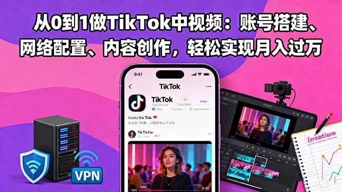 （16461期）从0到1做TikTok中视频：账号搭建、网络配置、内容创作，轻松实现月入过万-副业资源网