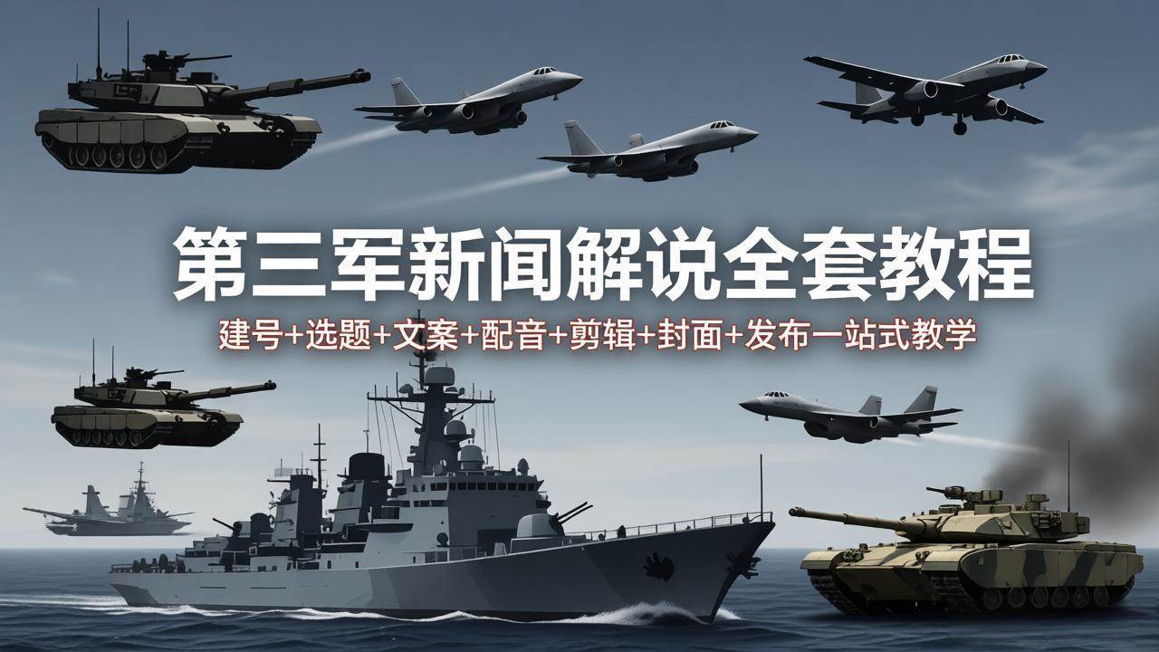 （18081期）第三军迷新闻解说全套教程：建号+选题+文案+配音+剪辑+封面+发布一站式教学-副业资源网