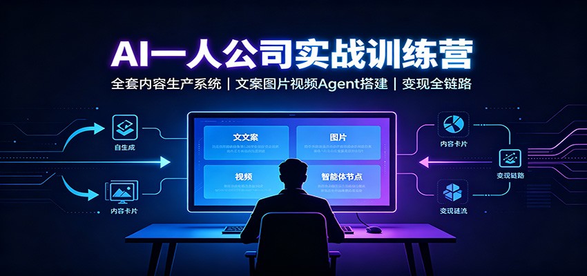AI创作一人公司实战训练营：全套内容生产系统，文案图片视频Agent搭建变现全链路-副业资源网