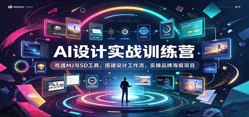 AI设计实战训练营：吃透MJ与SD工具，搭建设计工作流，实操品牌海报项目-副业资源网