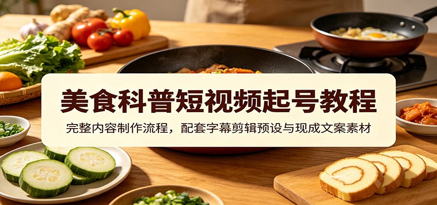 美食科普短视频起号教程:完整内容制作流程,配套字幕剪辑预设与现成文案素材-副业资源网