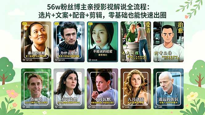 （18579期）56万粉丝博主亲授影视解说全流程：选片+文案+配音+剪辑，零基础也能快速出圈-副业资源网