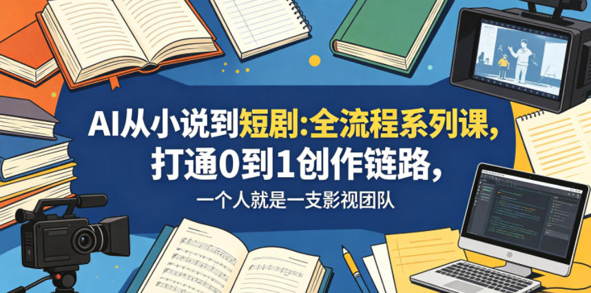 AI从小说到短剧全流程系列课，打通0到1创作链路，一个人就是一支影视团队-副业资源网