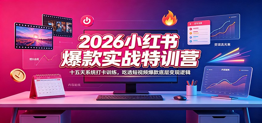 2026小红书爆款实战特训营：十五天系统打卡训练，吃透短视频爆款底层变现逻辑-副业资源网