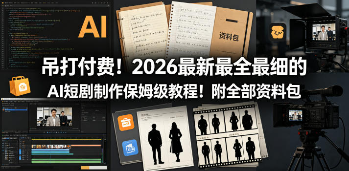 吊打付费！2026最新最全最细的AI短剧制作保姆级教程！附全部资料包-副业资源网