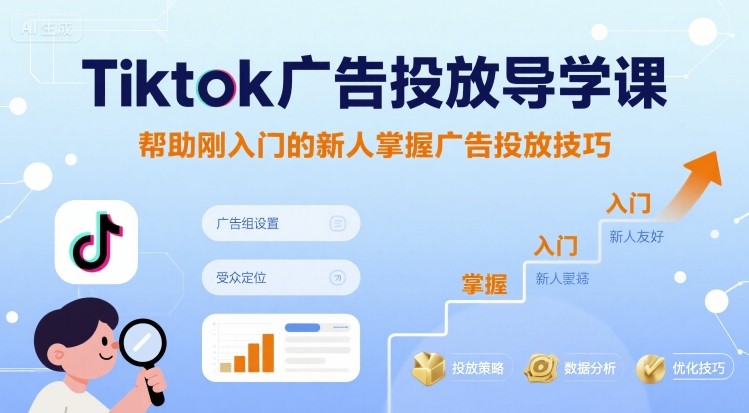 Tiktok广告投放导学课，帮助刚入门的新人掌握广告投放技巧-副业资源网