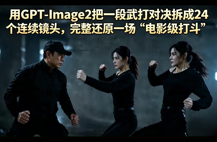 用GPT-Image2把一段武打对决拆成24个连续镜头，完整还原一场“电影级打斗”-副业资源网