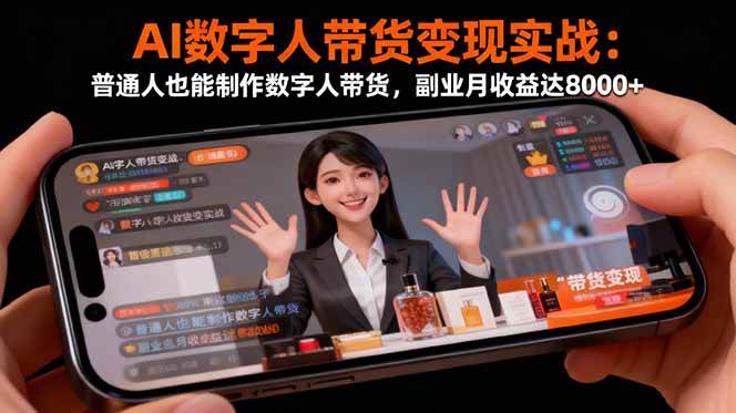 （16377期）AI数字人带货变现实战：普通人也能制作数字人带货，副业月收益达8000+-副业资源网
