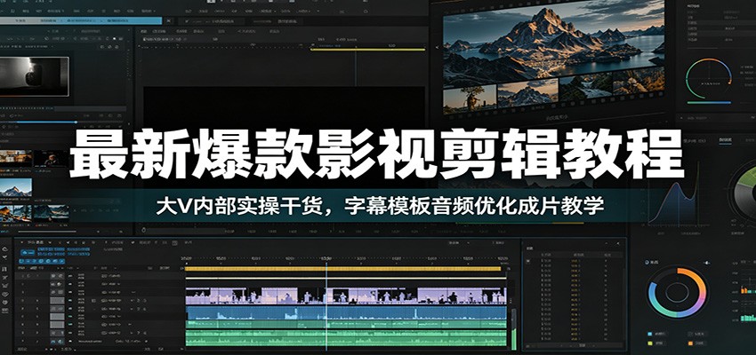 最新爆款影视剪辑教程：大V内部实操干货，字幕模板音频优化成片教学-副业资源网