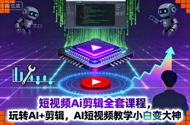 短视频Ai剪辑全套课程,玩转AI+剪辑,AI短视频教学小白变大神-副业资源网