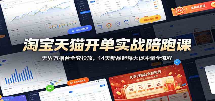 淘宝天猫开单实战陪跑课:无界万相台全套投放,14天新品起爆大促冲量全流程-副业资源网