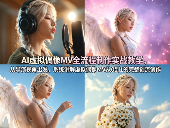 AI虚拟偶像MV全流程制作实战教学，从导演视角出发，系统讲解虚拟偶像MV从0到1的完整创作流程-副业资源网