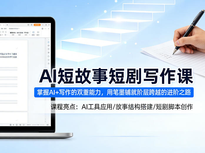 AI短故事短剧写作课，掌握AI+写作的双重能力，用笔墨铺就阶层跨越的进阶之路-副业资源网
