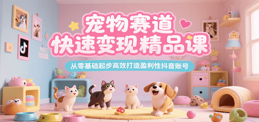 宠物赛道快速变现精品课，从零基础起步高效打造盈利性抖音账号-副业资源网