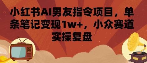 小红书AI男友指令项目，单条笔记变现1w+，小众赛道实操复盘-副业资源网