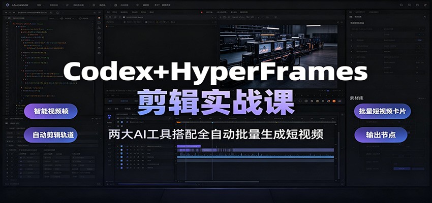Codex+HyperFrames剪辑实战课：两大AI工具搭配全自动批量生成短视频-副业资源网