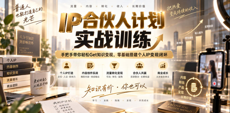 IP合伙人计划实战训练，手把手带你轻松Get知识变现，零基础搭建个人IP变现闭环（更新260908）-副业资源网