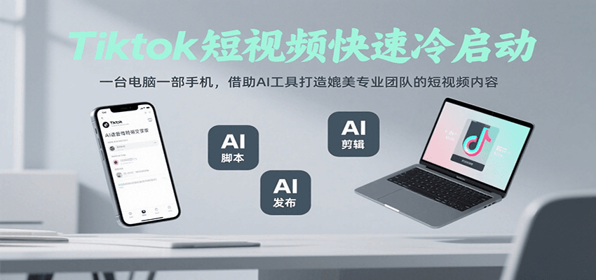 Tiktok短视频快速冷启动，一台电脑一部手机，借助AI工具打造媲美专业团队的短视频内容-副业资源网