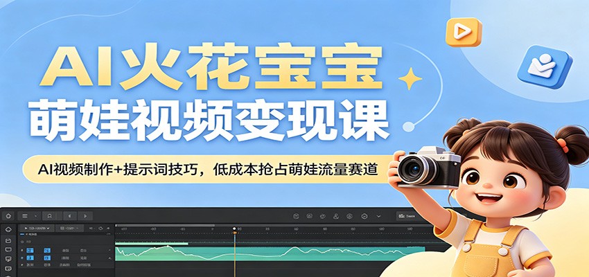 AI火花宝宝萌娃视频变现课：AI视频制作+提示词技巧，低成本抢占萌娃流量赛道-副业资源网