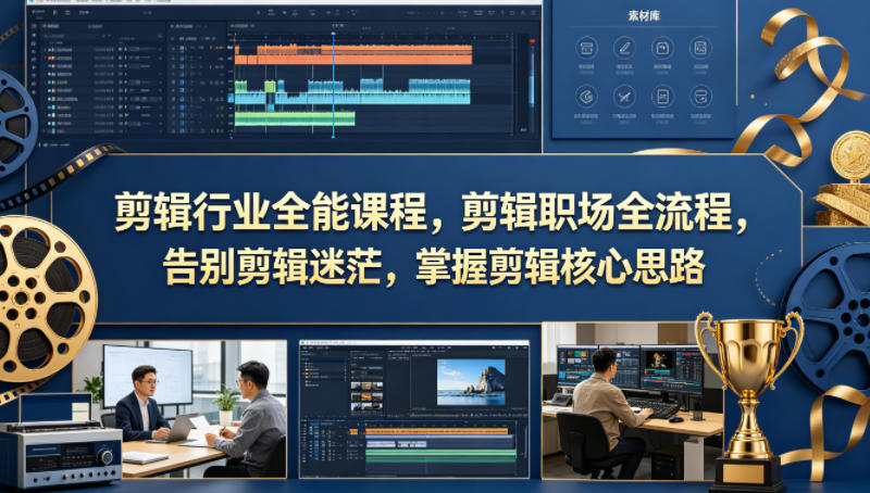 剪辑行业全能课程，剪辑职场全流程，告别剪辑迷茫，掌握剪辑核心思路-副业资源网