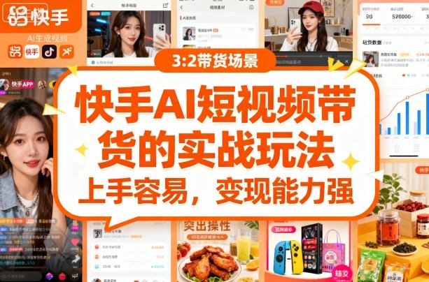 快手ai短视频带货的实战玩法，上手容易，变现能力强-副业资源网