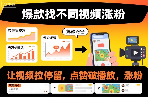 爆款找不同视频涨粉，让视频拉停留，实现点赞，破播放，涨粉-副业资源网