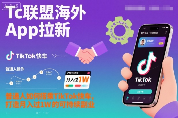 Tc联盟海外App拉新:普通人如何搭乘TikTok快车,打造月入过1W的可持续副业-副业资源网