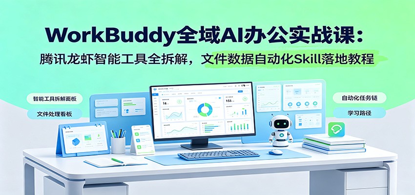 WorkBuddy全域AI办公实战课:腾讯龙虾智能工具全拆解,文件数据自动化Skill落地教程-副业资源网