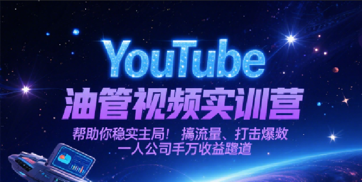 YouTube油管视频实训营，帮助你稳入局、搞流量、打爆款，一人公司千万收益赛道-副业资源网