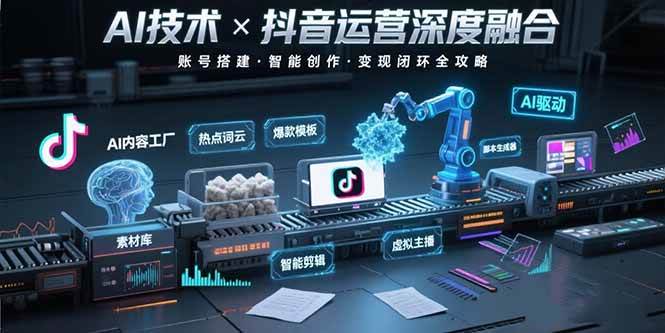 （15630期）AI技术与抖音运营的深度融合应用：涵盖账号搭建、内容创作、收益变现等-副业资源网