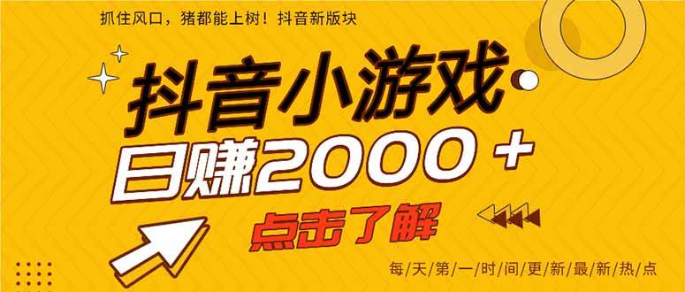（15529期）抖音小游戏，一部手机日入300+，2025风口项目-副业资源网