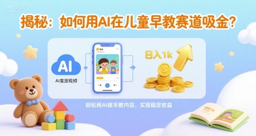 揭秘：如何用AI在儿童早教赛道吸金?一键生成视频，日入1k不是梦-副业资源网
