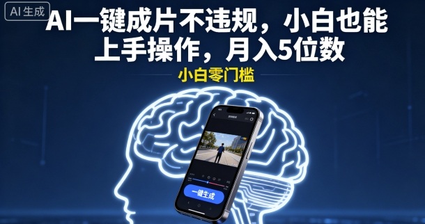 AI一键成片不违规，小白也能上手操作，月入5位数-副业资源网