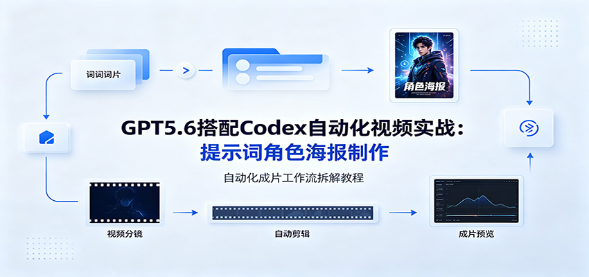 GPT5.6搭配Codex自动化视频实战:提示词角色海报制作,自动化成片工作流拆解教程-副业资源网