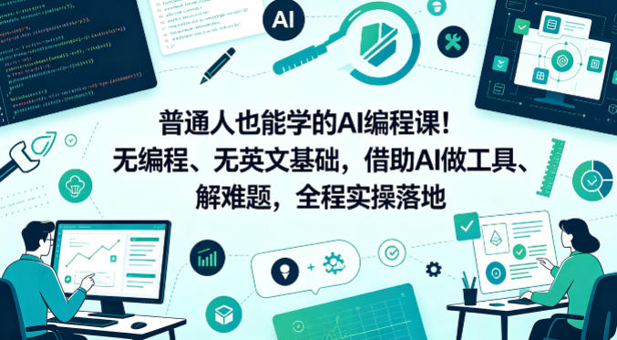 普通人也能学的AI编程课！无编程、无英文基础，借助AI做工具、解难题，全程实操落地（更新6月）-副业资源网