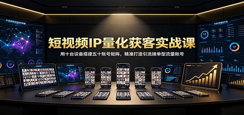 短视频IP量化获客实战课:用十台设备搭建五十账号矩阵,精准打造引流接单型流量账号-副业资源网