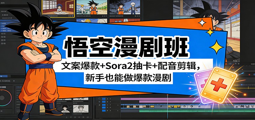 悟空漫剧班：文案爆款+Sora2抽卡+配音剪辑，新手也能做爆款漫剧-副业资源网