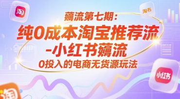 薅流第七期：纯0成本淘宝推荐流-小红书薅流最新版目，0投入的电商无货源玩法（附赠往期）-副业资源网