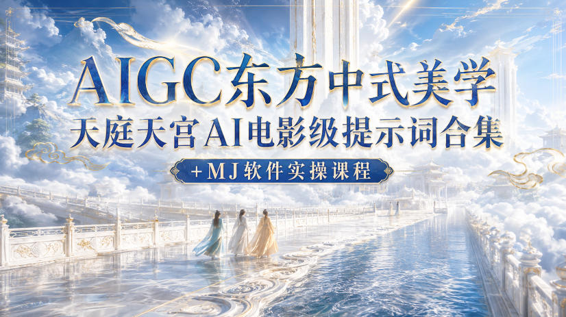 AIGC东方中式美学天庭天宫AI电影级提示词合集+MJ软件实操课程-副业资源网