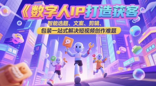 数字人IP打造获客变现实操课，智能选题、文案、剪辑、包装一站式解决短视频创作难题-副业资源网