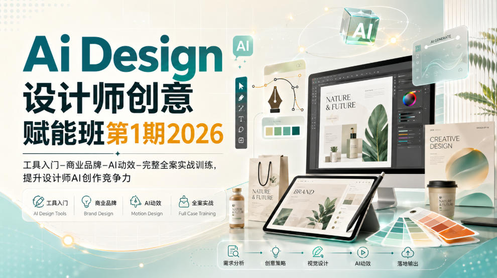 Ai Design设计师创意赋能班第1期2026｜工具入门‑商业品牌‑AI动效‑完整全案实战训练，提升设计师AI创作竞争力-副业资源网