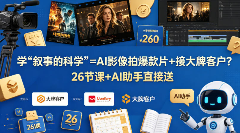 学《叙事的科学》=AI影像拍爆款片+接大牌客户？26节课+AI助手直接送【原创双语字幕】-副业资源网