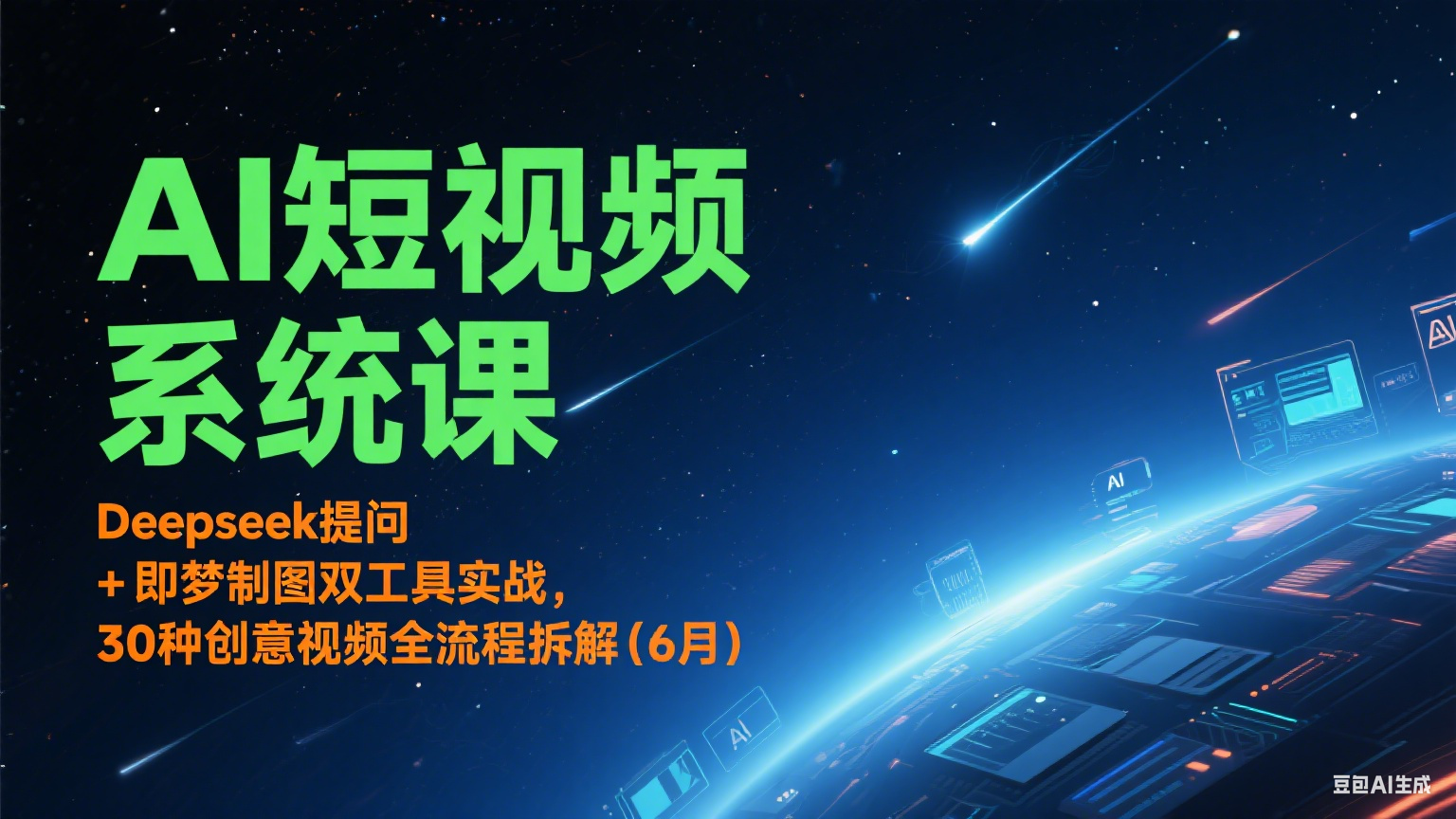 AI短视频系统课：Deepseek提问 + 即梦制图双工具实战，30种创意视频全流程拆解(6月)-副业资源网