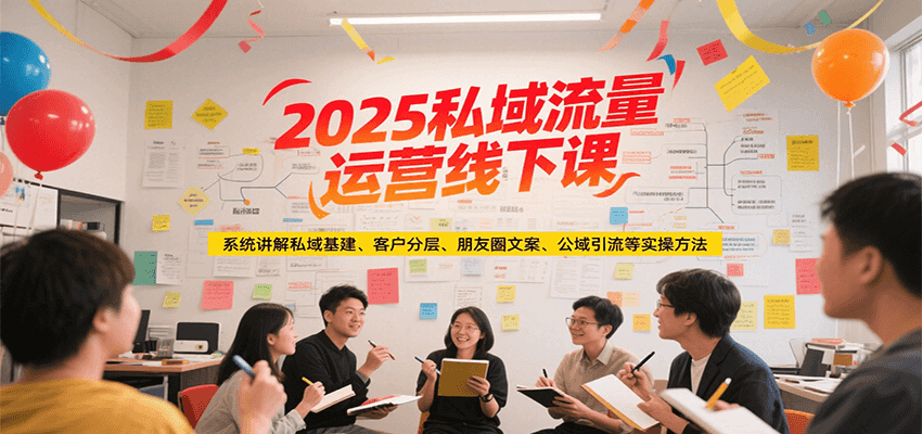2025私域流量运营线下课，系统讲解私域基建/客户分层/朋友圈文案/公域引流等实操方法-副业资源网