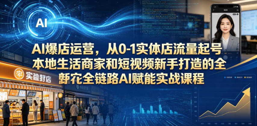 AI爆店运营，从0-1实体店流量起号，本地生活商家和短视频新手打造的全链路AI赋能实战课程-副业资源网