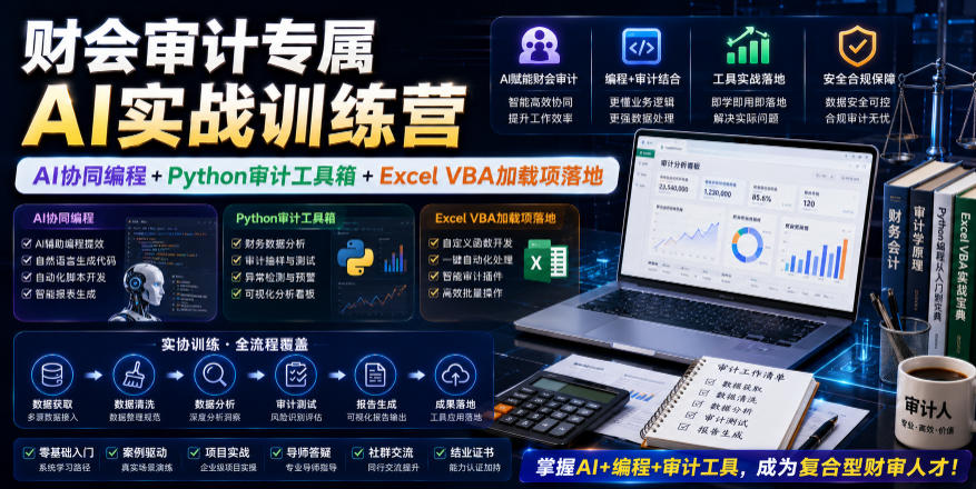 财会审计专属AI实战训练营|AI协同编程+Python审计工具箱+Excel VBA加载项落地(更新0816)-副业资源网