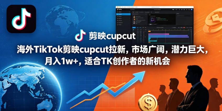海外TikTok剪映cupcut拉新，市场广阔，潜力巨大，月入1w+，适合TK创作者的新机会-副业资源网