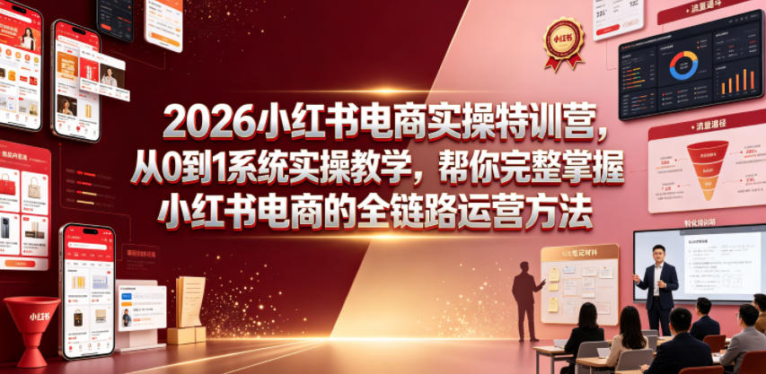2026小红书电商实操特训营,从0到1系统实操教学,帮你完整掌握小红书电商的全链路运营方法-副业资源网